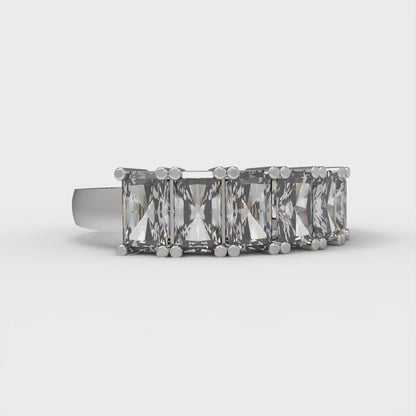 2.61 cttw Simulated Diamond Emerald Cut White Gold Eternity Wedding Band