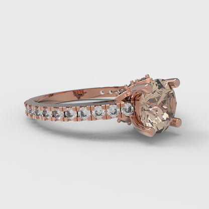 1.465 cttw Yellow Moissanite Solitaire with Zirconia Simulated Diamond Accents Engagement Ring - Solid Gold (Round Cut,6.5mm)