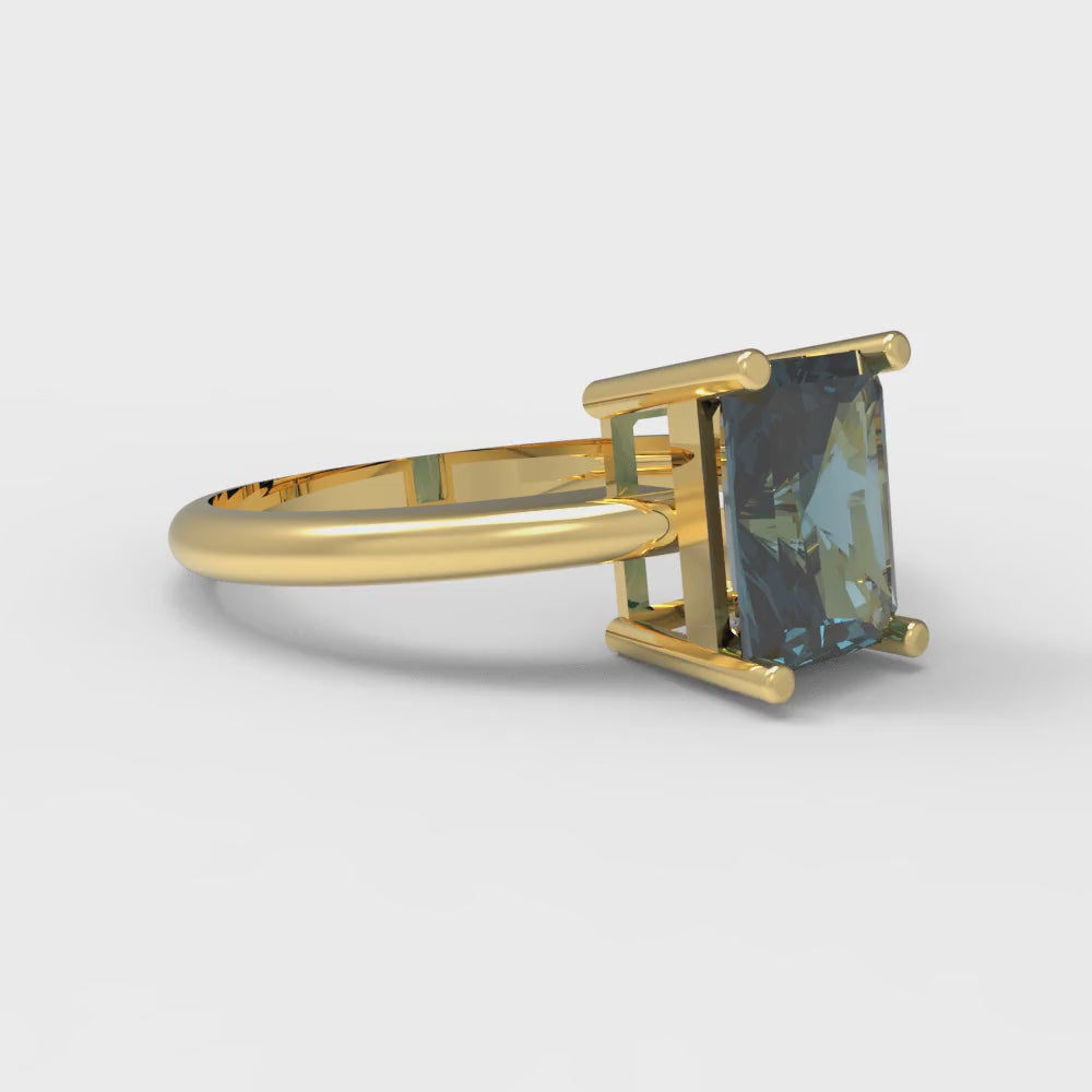 1.75 cttw Natural London Blue Topaz Solitaire  Engagement Ring - Solid Gold (Radiant Cut,7.5x5.5mm)