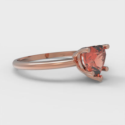 1.25 cttw Zirconia Simulated Red Diamond Solitaire  Engagement Ring - Solid Gold (VVS1, Heart Cut,7.0mm)