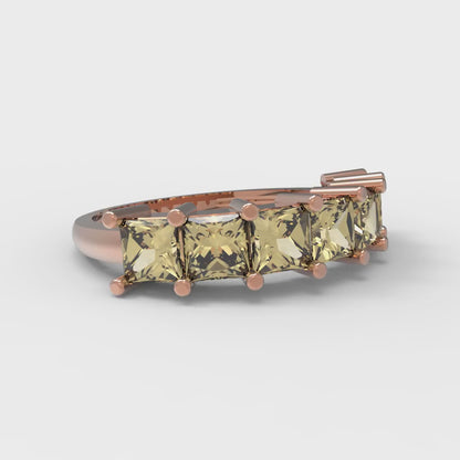 1.75 cttw Simulated Yellow Diamond Princess Cut Rose Gold Eternity Wedding Band