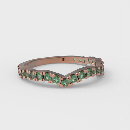 0.36 cttw Simulated Emerald Round Cut Rose Gold Eternity Wedding Band