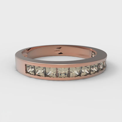 0.78 cttw Natural Morganite Princess Cut Rose Gold Eternity Wedding Band