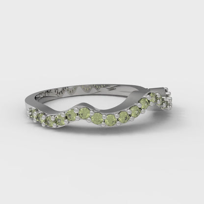 0.23 cttw Natural Peridot Round Cut White Gold Eternity Wedding Band