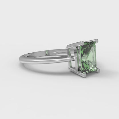 1 cttw Zirconia Simulated Green Diamond Solitaire  Engagement Ring - Solid Gold (VVS1, Radiant Cut,7x5mm)
