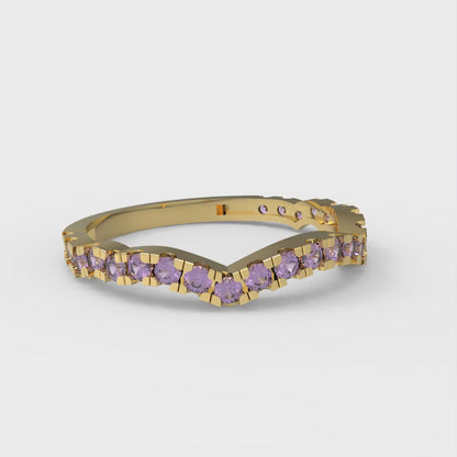 0.36 cttw Simulated Alexandrite Round Cut Yellow Gold Eternity Wedding Band