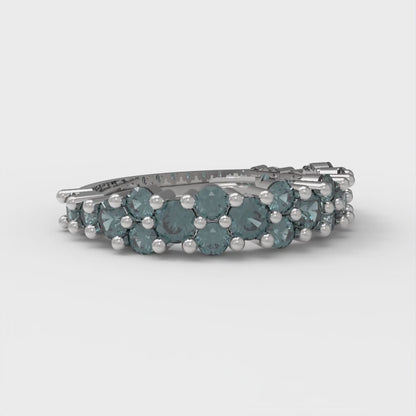 0.98 cttw Natural London Blue Topaz Round Cut White Gold Eternity Wedding Band