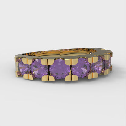 1.53 cttw Simulated Alexandrite Round Cut Yellow Gold Eternity Wedding Band