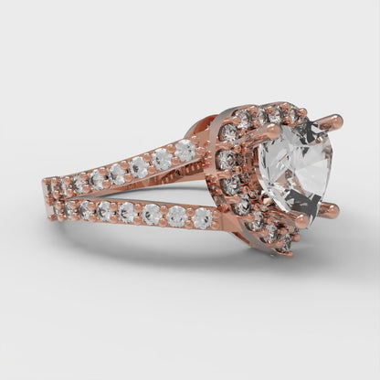 1.49 cttw Zirconia Simulated Diamond Hidden Halo Engagement Ring - Solid Gold (VVS1, Heart Cut,6.5mm)