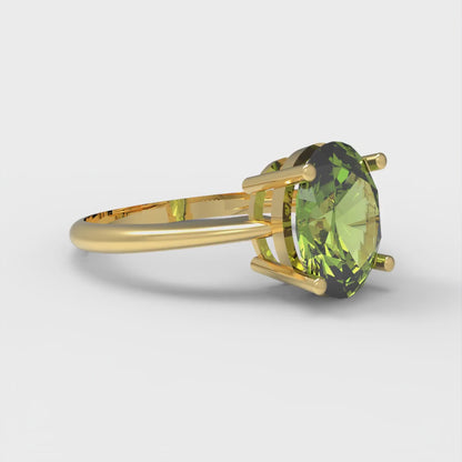 2 cttw Natural Peridot Solitaire  Engagement Ring - Solid Yellow Gold (VVS1, Oval Cut,9x7mm)