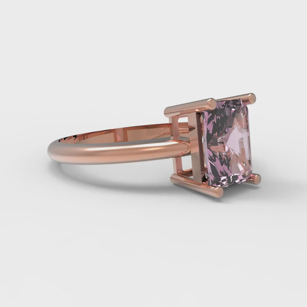 1.75 cttw Zirconia Simulated Pink Diamond Solitaire  Engagement Ring - Solid Gold (VVS1, Radiant Cut,7.5x5.5mm)