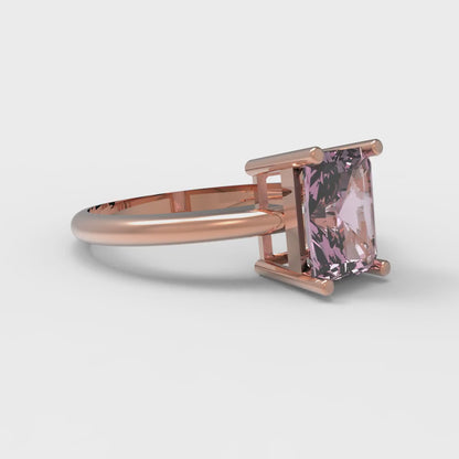 1.75 cttw Zirconia Simulated Pink Diamond Solitaire  Engagement Ring - Solid Gold (VVS1, Radiant Cut,7.5x5.5mm)