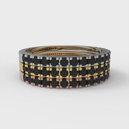 0.855 cttw Natural Onyx Round Cut White/Rose/Yellow Gold Eternity Wedding Band