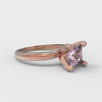 1 cttw Zirconia Simulated Pink Diamond Solitaire  Engagement Ring - Solid Gold (VVS1, Princess Cut,5.5mm)