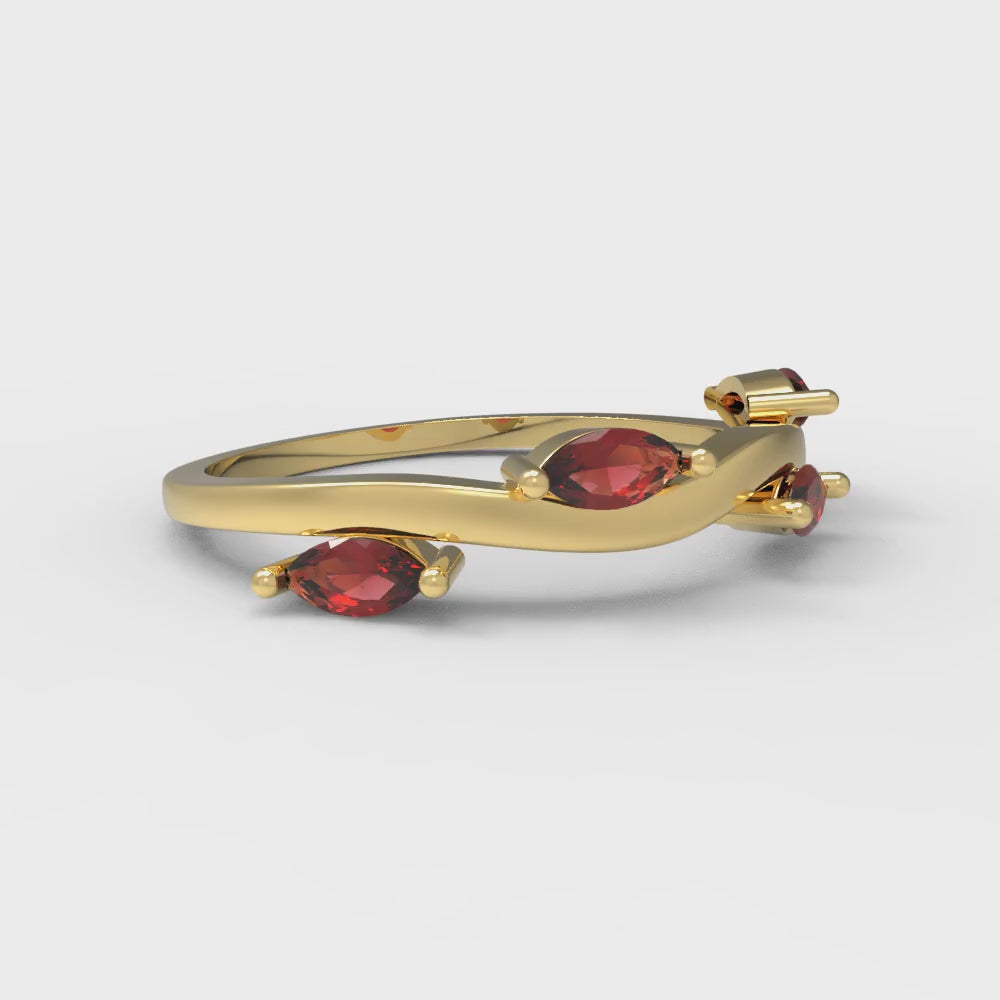 0.4 cttw Natural Garnet Marquise Cut Yellow Gold Eternity Wedding Band