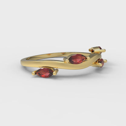 0.4 cttw Natural Garnet Marquise Cut Yellow Gold Eternity Wedding Band