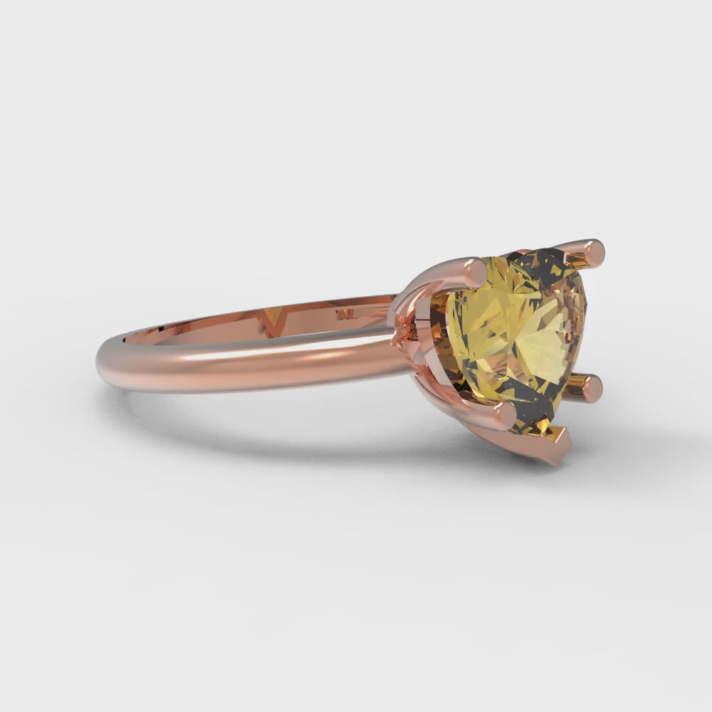 2 cttw Natural Citrine Solitaire  Engagement Ring - Solid Gold (Heart Cut,8mm)