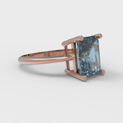2.5 cttw Natural Sky Blue Topaz Solitaire  Engagement Ring - Solid Gold (Radiant Cut,8.5x6.5mm)