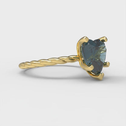 2 cttw Natural London Blue Topaz Solitaire  Engagement Ring - Solid Gold (Heart Cut,8.0mm)