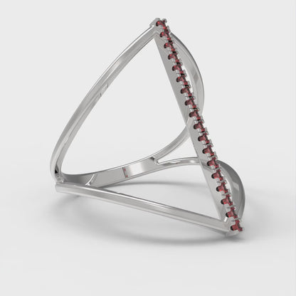 0.09 cttw Natural Garnet Statement Engagement Ring - Solid Gold (Round Cut,1.0mm)