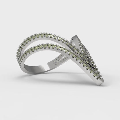 0.525 cttw Natural Peridot Statement Engagement Ring - Solid Gold (Round Cut,1.0mm)