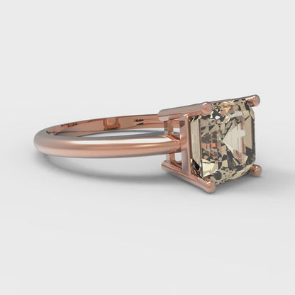 1.5 cttw Natural Morganite Solitaire  Engagement Ring - Solid Gold (Asscher Cut,6.5mm)
