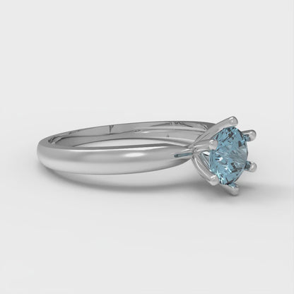 0.5 cttw Natural Swiss Blue Topaz Solitaire  Engagement Ring - Solid Gold (Round Cut,5.0mm)