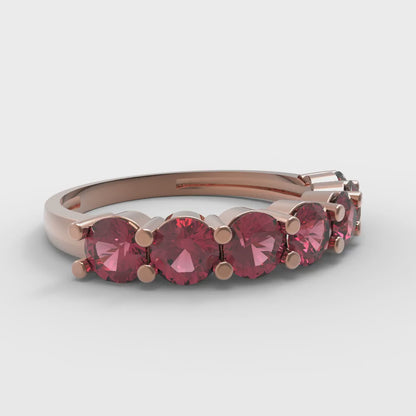 1.19 cttw Natural Garnet Round Cut Rose Gold Eternity Wedding Band