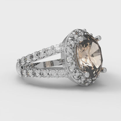 2.6 cttw Yellow Moissanite Solitaire with Zirconia Simulated Diamond Accents Engagement Ring - Solid Gold (Oval Cut,9x7mm)