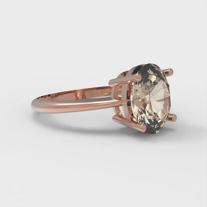 2 cttw Natural Morganite Solitaire  Engagement Ring - Solid Gold (Oval Cut,9x7mm)