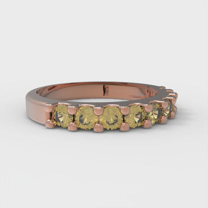 0.63 cttw Simulated Yellow Diamond Round Cut Rose Gold Eternity Wedding Band