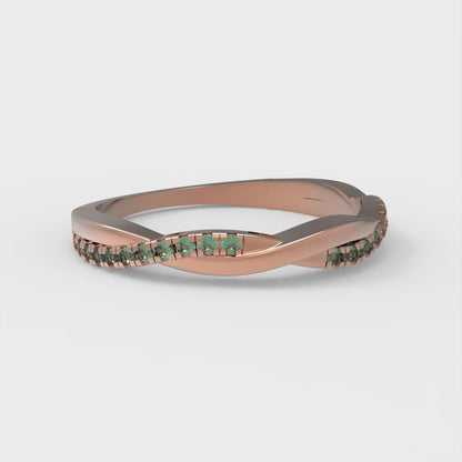 0.16 cttw Simulated Emerald Round Cut Rose Gold Eternity Wedding Band
