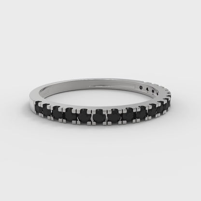 0.285 cttw Natural Onyx Round Cut White Gold Eternity Wedding Band