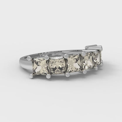 1.75 cttw Natural Morganite Princess Cut White Gold Eternity Wedding Band