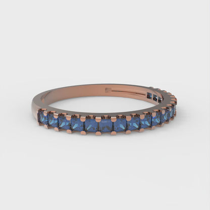 0.285 cttw Simulated Tanzanite Princess Cut Rose Gold Eternity Wedding Band