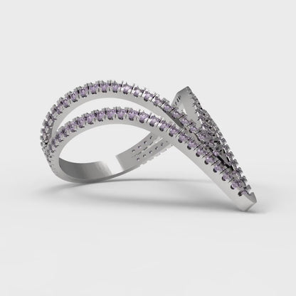 0.525 cttw Simulated Alexandrite Statement Engagement Ring - Solid Gold (Round Cut,1.0mm)