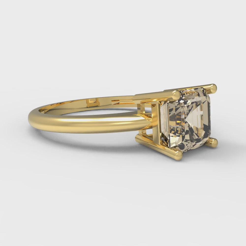 1 cttw Natural Morganite Solitaire  Engagement Ring - Solid Gold (Asscher Cut,6mm)