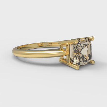 1 cttw Natural Morganite Solitaire  Engagement Ring - Solid Yellow Gold (VVS1, Asscher Cut,6mm)