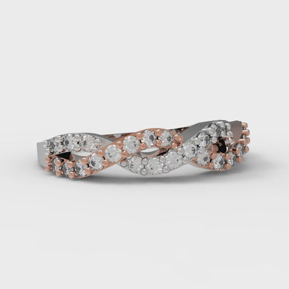 0.495 cttw Moissanite Round Cut Rose/White Gold Eternity Wedding Band
