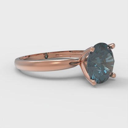 2 cttw Natural London Blue Topaz Solitaire  Engagement Ring - Solid Gold (Round Cut,8.0mm)