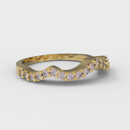 0.23 cttw Simulated Pink Diamond Round Cut Yellow Gold Eternity Wedding Band