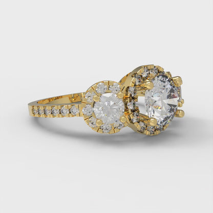 1.46 cttw Zirconia Simulated Diamond Three-Stone Engagement Ring - Solid Gold (VVS1, Round Cut,6.0mm)