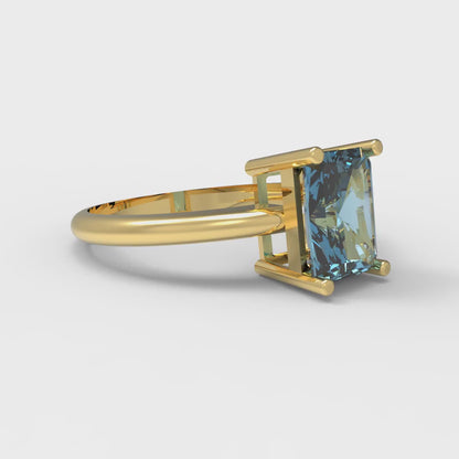 1.75 cttw Natural Sky Blue Topaz Solitaire  Engagement Ring - Solid Gold (Radiant Cut,7.5x5.5mm)