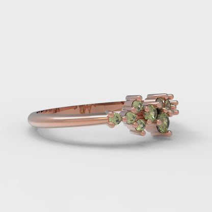 0.17 cttw Natural Peridot Round Cut Rose Gold Eternity Wedding Band
