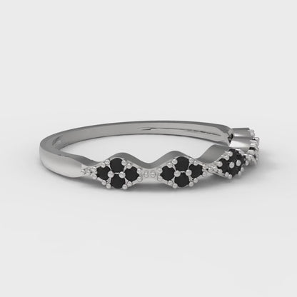 0.1 cttw Natural Onyx Round Cut White Gold Eternity Wedding Band