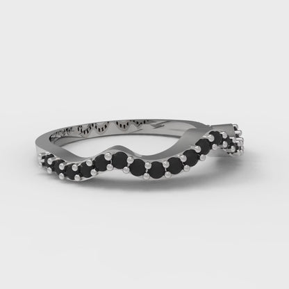 0.23 cttw Natural Onyx Round Cut White Gold Eternity Wedding Band