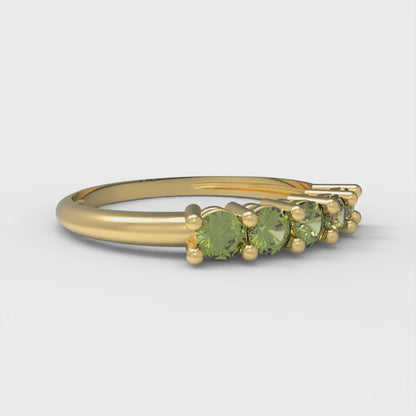 0.35 cttw Natural Peridot Round Cut Yellow Gold Eternity Wedding Band