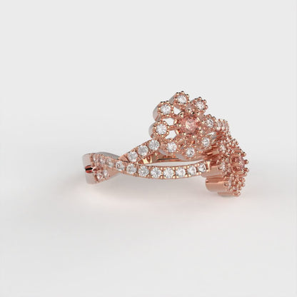 0.48 cttw Zirconia Simulated Red Diamond Hidden Halo Engagement Ring - Solid Rose Gold (VVS1, Round Cut,2.5mm)