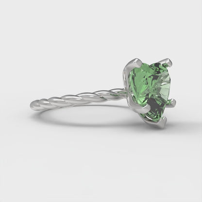 2 cttw Zirconia Simulated Green Diamond Solitaire  Engagement Ring - Solid Gold (VVS1, Heart Cut,8mm)