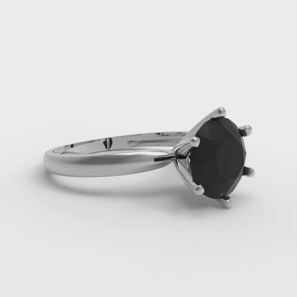 2 cttw Natural Onyx Solitaire  Engagement Ring - Solid Gold (Round Cut,8.0mm)